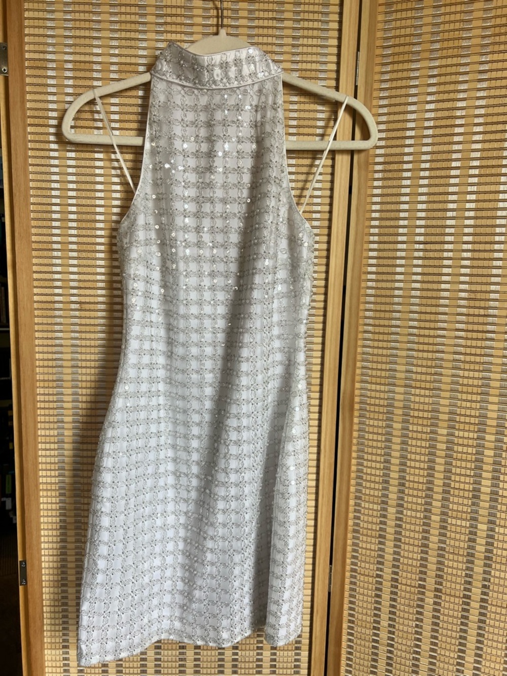 White Sequined Halter Neck Dress